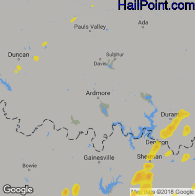 Hail Map for Ardmore, OK Region on June 29, 2019