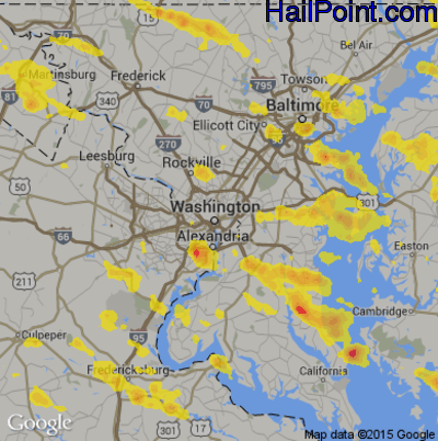 Hail Map for Washington, DC Region on June 29, 2019