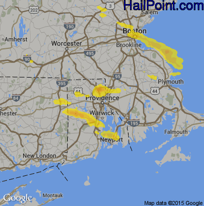 Hail Map for Providence, RI Region on June 29, 2019