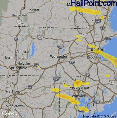 Hail Map for Worcester, MA Region on June 29, 2019 