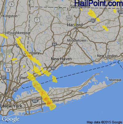 Hail Map for New Haven, CT Region on June 30, 2019