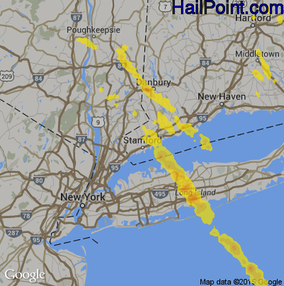 Hail Map for Stamford, CT Region on June 30, 2019