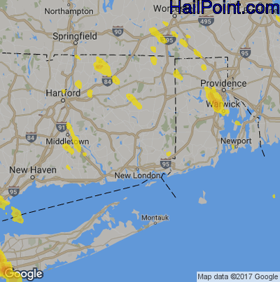 Hail Map for Norwich, CT Region on June 30, 2019