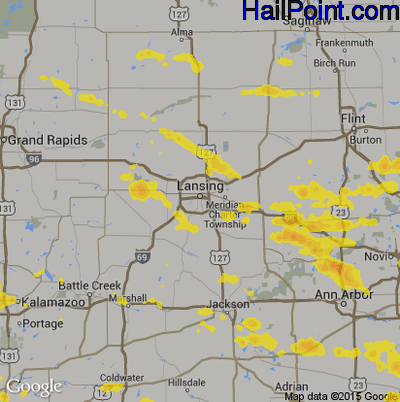 Hail Map for Lansing, MI Region on July 2, 2019