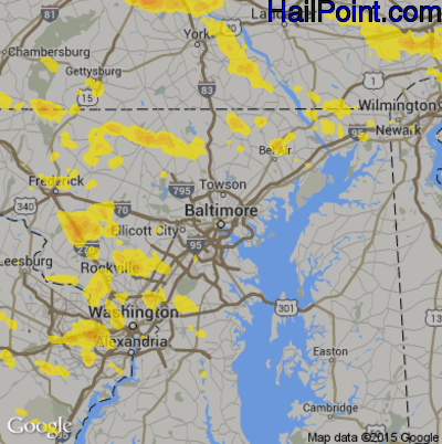 Hail Map for Baltimore, MD Region on July 2, 2019 