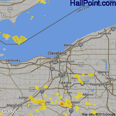 Hail Map for Cleveland, OH Region on July 2, 2019