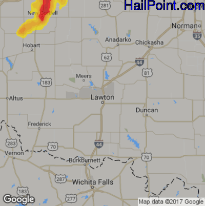 Hail Map for Lawton, OK Region on July 4, 2019