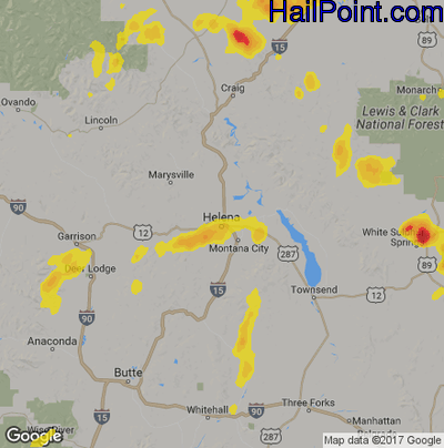 Hail Map for Helena, MT Region on July 6, 2019