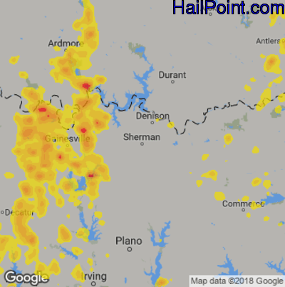 Hail Map for Sherman, TX Region on July 10, 2019