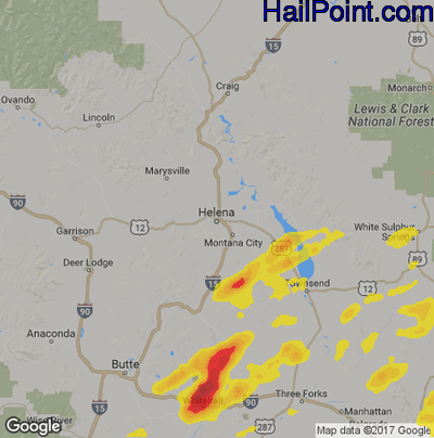 Hail Map for Helena, MT Region on July 13, 2019