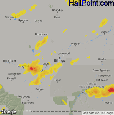 Hail Map for Billings, MT Region on July 13, 2019