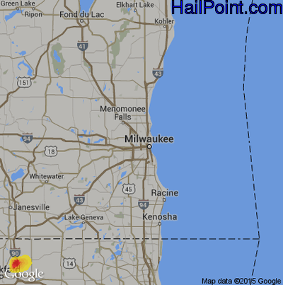 Hail Map for Milwaukee, WI Region on July 14, 2019
