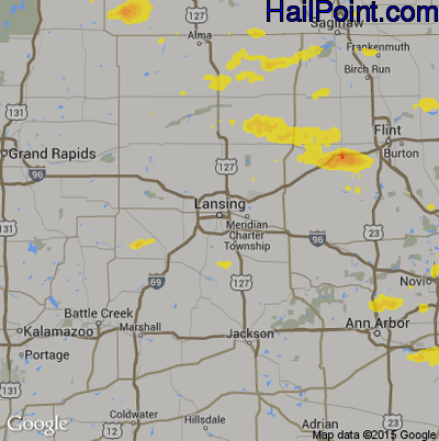 Hail Map for Lansing, MI Region on July 15, 2019