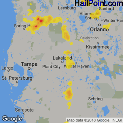 Hail Map for Lakeland, FL Region on July 17, 2019