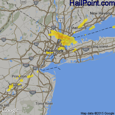 Hail Map for New York, NY Region on July 18, 2019
