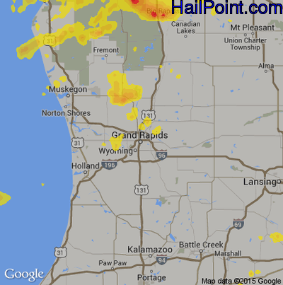 Hail Map for Grand Rapids, MI Region on July 20, 2019