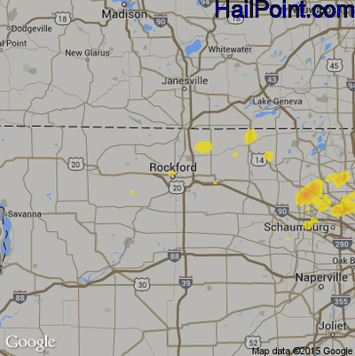 Hail Map for Rockford, IL Region on July 20, 2019