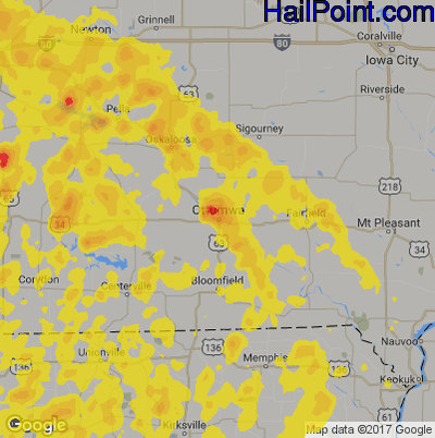 Hail Map for Ottumwa, IA Region on July 20, 2019
