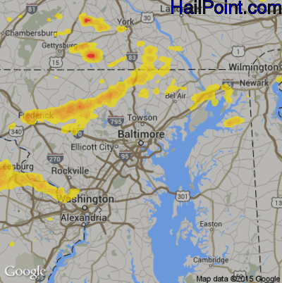 Hail Map for Baltimore, MD Region on July 21, 2019