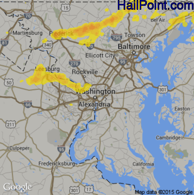 Hail Map for Washington, DC Region on July 21, 2019 