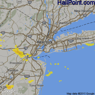 Hail Map for New York, NY Region on July 21, 2019