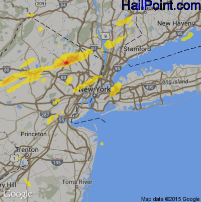 Hail Map for New York, NY Region on July 22, 2019