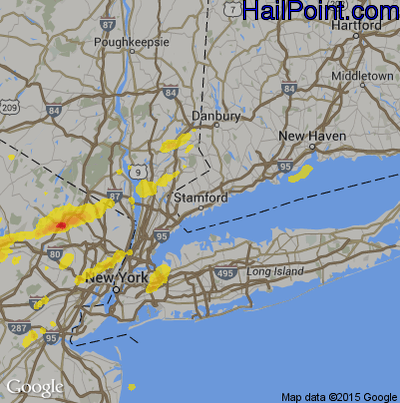 Hail Map for Stamford, CT Region on July 22, 2019