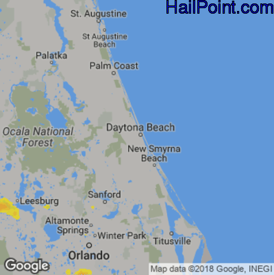 Hail Map for Daytona Beach, FL Region on July 28, 2019