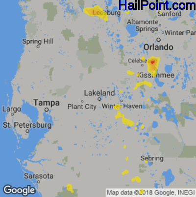 Hail Map for Lakeland, FL Region on July 28, 2019 