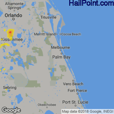 Hail Map for Palm Bay, FL Region on July 29, 2019 