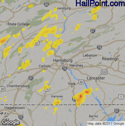 Hail Map for Harrisburg, PA Region on July 30, 2019