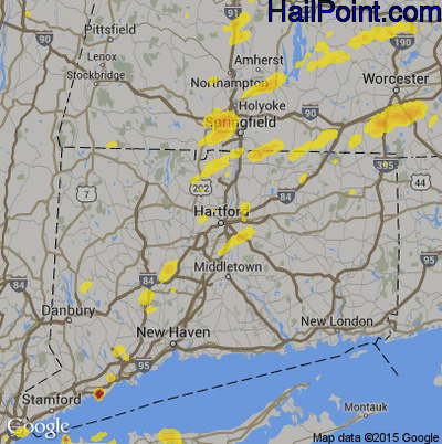 Hail Map for Hartford, CT Region on July 30, 2019