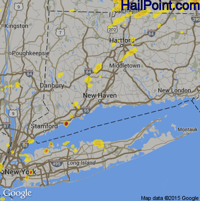 Hail Map for New Haven, CT Region on July 30, 2019 