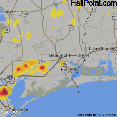 Hail Map for Beaumont, TX Region on July 30, 2019
