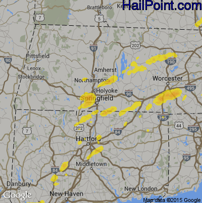 Hail Map for Springfield, MA Region on July 31, 2019 