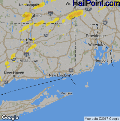 Hail Map for Norwich, CT Region on July 31, 2019