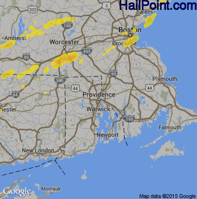 Hail Map for Providence, RI Region on July 31, 2019