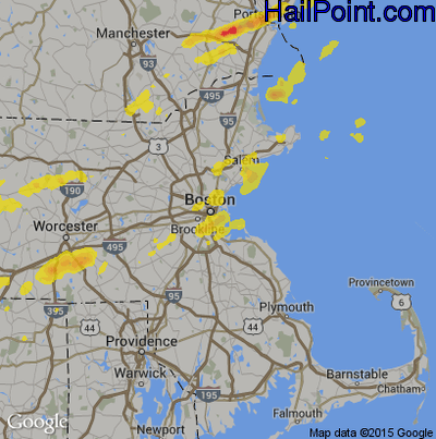 Hail Map for Boston, MA Region on July 31, 2019