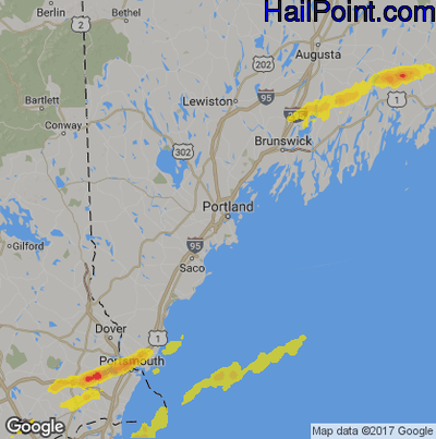 Hail Map for Portland, ME Region on July 31, 2019