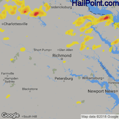 Hail Map for Richmond, VA Region on July 31, 2019