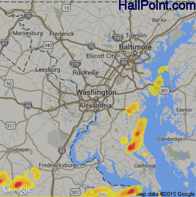 Hail Map for Washington, DC Region on July 31, 2019