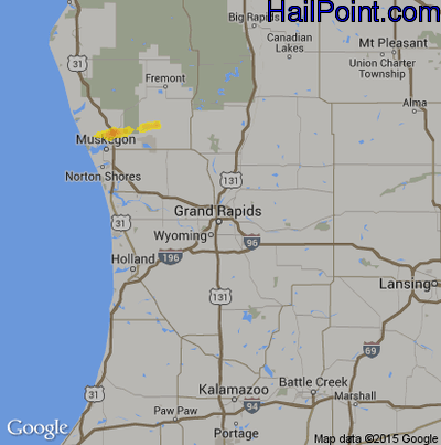 Hail Map for Grand Rapids, MI Region on August 1, 2019