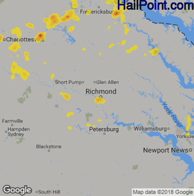 Hail Map for Richmond, VA Region on August 1, 2019