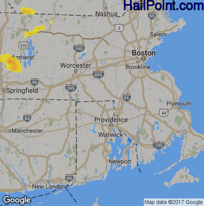 Hail Map for Woonsocket, RI Region on August 3, 2019