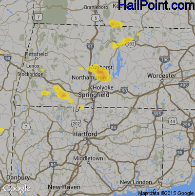 Hail Map for Springfield, MA Region on August 3, 2019