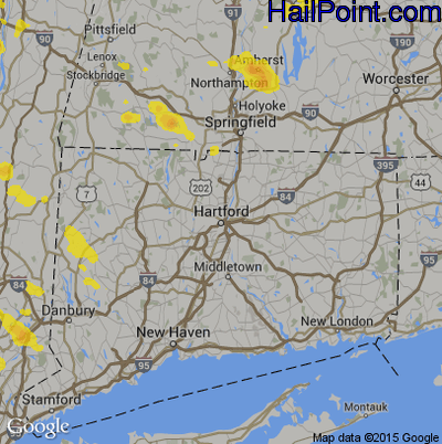 Hail Map for Hartford, CT Region on August 3, 2019