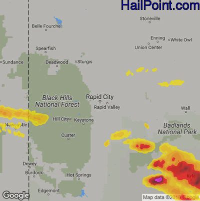 Hail Map for Rapid City, SD Region on August 4, 2019