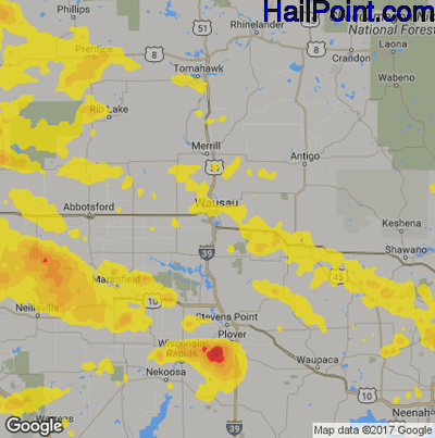 Hail Map for Wausau, WI Region on August 5, 2019 