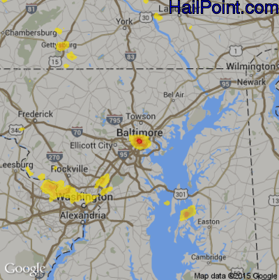 Hail Map for Baltimore, MD Region on August 6, 2019