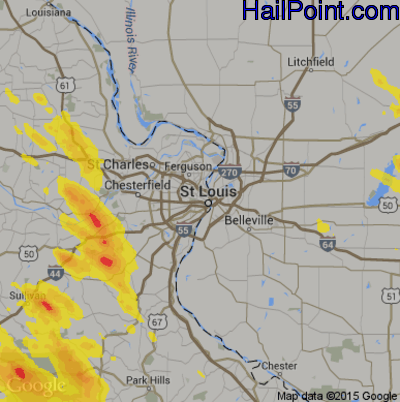 Hail Map for St. Louis, MO Region on August 6, 2019